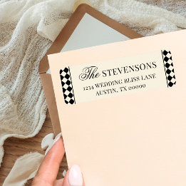 Vintage Black Checkered Old Money Return Address ラベル