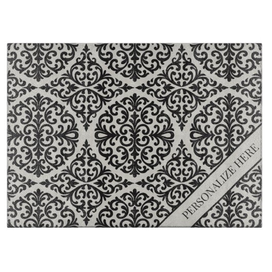 Vintage Black Damask Kitchen Design カッティングボード (正面)