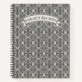 Vintage Black Damask Kitchen Recipe ノートブック (正面)