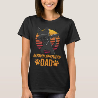 Vintage Black German Shepherd Dad Fathers Day For  Tシャツ