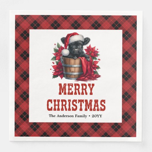 Vintage black highland cow buffalo plaid (正面)