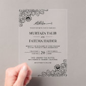 Vintage Black Lace Islamic Muslim Wedding アクリル招待状 (インサイチュ (ポータブル))