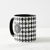 vintage black &white checkerboard monogram マグカップ (正面左)