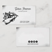 Vintage Black & White Hand and Tattoo Machine 名刺 (正面/裏面)