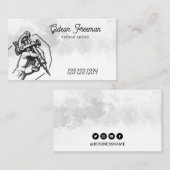 Vintage Black & White Tattoo Machine 名刺 (正面/裏面)