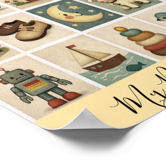 Vintage Block Custom Nursery Poster ポスター (角)