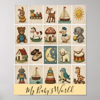 Vintage Block Custom Nursery Poster ポスター