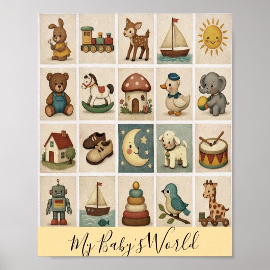 Vintage Block Custom Nursery Poster ポスター (正面)