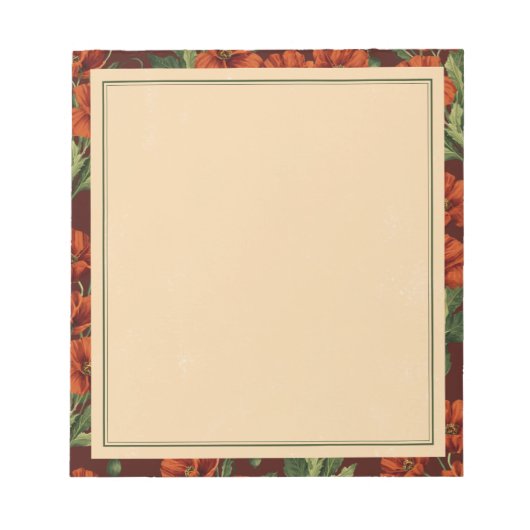 Vintage Bloom Crimson Poppies ノートパッド (正面)