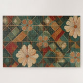 Vintage Bloom Mosaic – Timeless Floral Geometry ジグソーパズル (横)