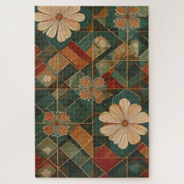 Vintage Bloom Mosaic – Timeless Floral Geometry ジグソーパズル