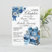 Vintage Blue A New Chapter Bridal Shower  招待状 (スタンド正面)