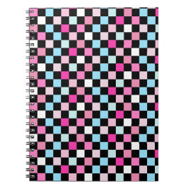 Vintage Blue and Pink Checkered Pattern ノートブック