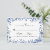 Vintage Blue and White Floral Wedding RSVP (スタンド正面)