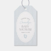 Vintage Blue Baby Footprints Boy Baby Shower ギフトタグ (正面)
