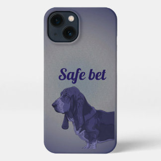 Vintage Blue Basset Hound Dog Art iPhone Case 13ケース