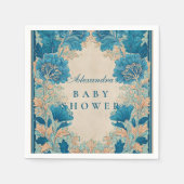 Vintage Blue Botanical Baby Shower スタンダードカクテルナプキン (正面)