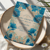 Vintage Blue Botanical Baby Shower 招待状