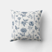 Vintage Blue Botanical Floral Pattern  クッション (裏面)