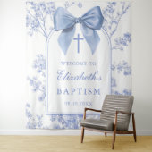 Vintage Blue Bow Baptism Photo Backdrop タペストリー (インサイチュ)