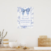 Vintage Blue Bow Bridesmaids Luncheon Welcome Sign ポスター (キッチン)