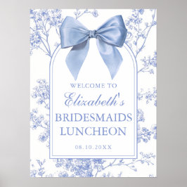 Vintage Blue Bow Bridesmaids Luncheon Welcome Sign ポスター