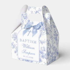 Vintage Blue Bow Floral Baptism フェイバーボックス