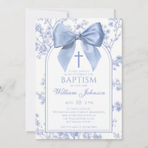 Vintage Blue Bow Floral Baptism