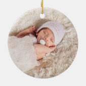 Vintage Blue Bow Floral Baptism Christening セラミックオーナメント (裏面)