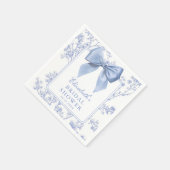 Vintage Blue Bow Floral Bridal Shower スタンダードカクテルナプキン (角)