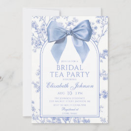 Vintage Blue Bow Floral Bridal Tea Party 招待状