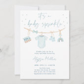 Vintage Blue Boy Baby Clothes Baby Sprinkle 招待状 (正面)