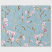 Vintage Blue Chinoiserie Floral ラッピングペーパー (フラット)