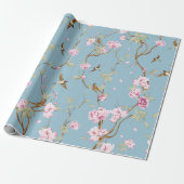 Vintage Blue Chinoiserie Floral ラッピングペーパー (アンロールド)