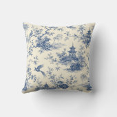 Vintage Blue Chinoiserie Pagoda Cushion クッション (裏面)