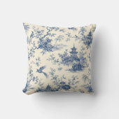 Vintage Blue Chinoiserie Pagoda Cushion クッション (正面)