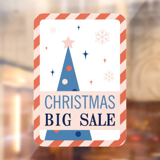 Vintage Blue Christmas Sale Window Cling ウィンドウサイン