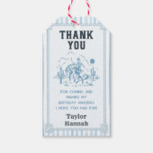 Vintage Blue Cowboy 1st Birthday Party ギフトタグ (正面)