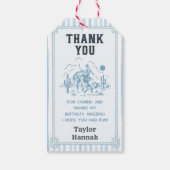 Vintage Blue Cowboy 1st Birthday Party ギフトタグ (裏面)