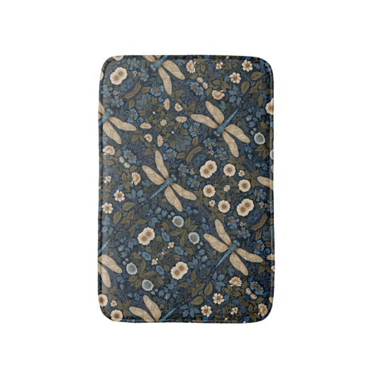 Vintage blue Dragonfly バスマット (正面縦)
