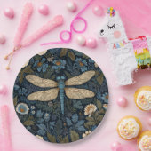 Vintage blue Dragonfly ペーパープレート (パーティー)