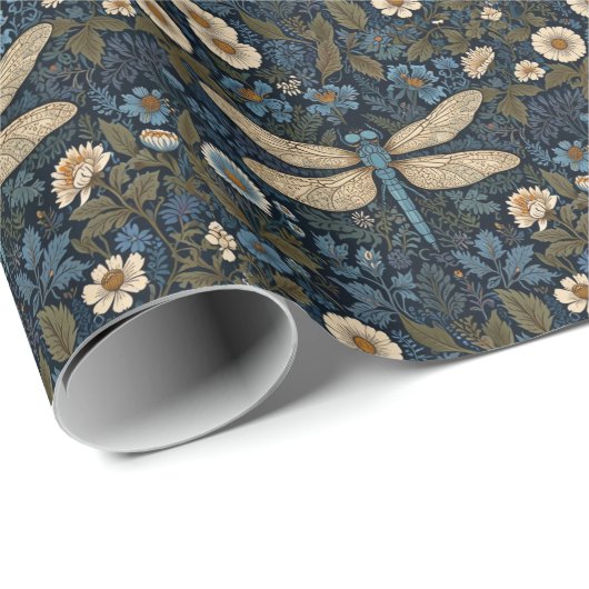 Vintage blue Dragonfly ラッピングペーパー (ロールコーナー)