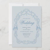 Vintage Blue Elegant Wedding Invitation 招待状 (正面)