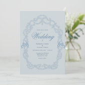 Vintage Blue Elegant Wedding Invitation 招待状 (スタンド正面)