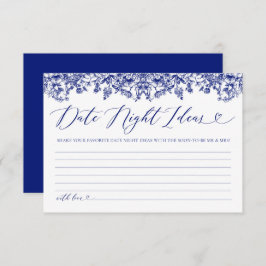 Vintage Blue Floral Bridal Date Night Ideas Card エンクロージャーカード