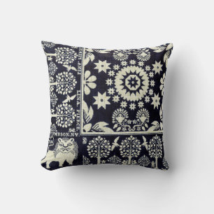 vintage blue floral flowers fabric textile art クッション
