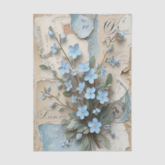 Vintage Blue Floral Forget-Me-Nots Decoupage 薄葉紙