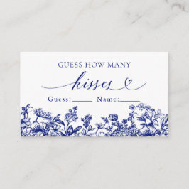 Vintage Blue Floral Guess How Many Kisses Game 名刺