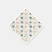 Vintage Blue Floral Paper Napkin スタンダードカクテルナプキン (角)