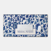 Vintage Blue Floral Pattern デスクマット (キーボード&マウス)